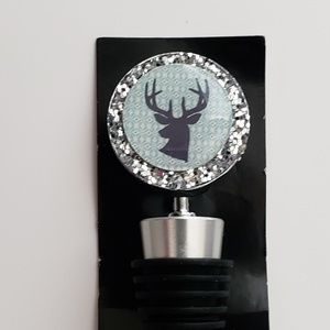 GLITTER DEER  HEAD WINE STOPPER